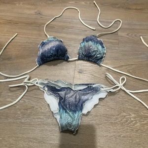 Blue snake print bikini